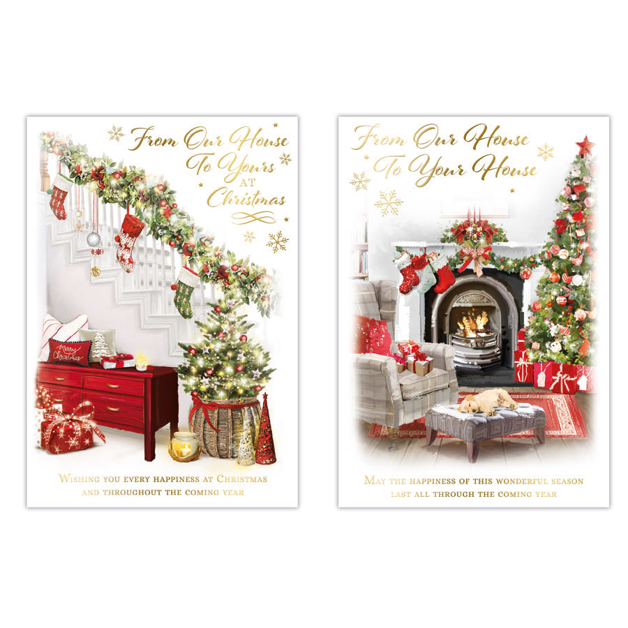 Poppyhill C50 Christmas Cards House To House 12pk - Tiger Feet Ireland