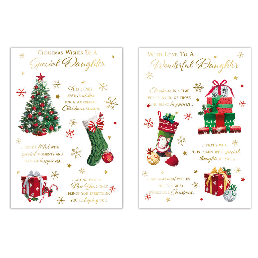Poppyhill C50 Christmas Cards Daughter 12pk - Tiger Feet Ireland