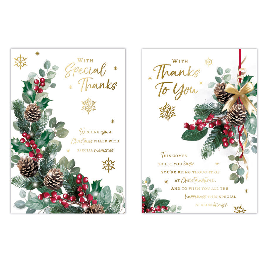 Poppyhill C50 Christmas Cards Thank You 12pk - Tiger Feet Ireland