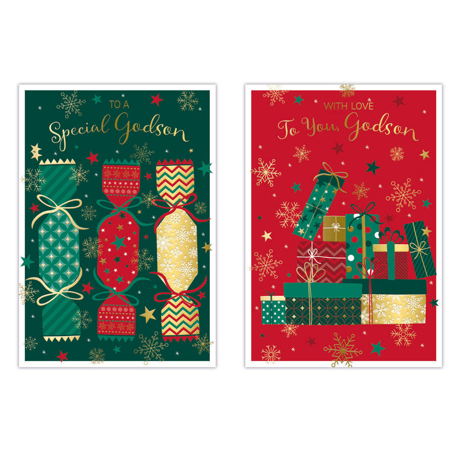 Poppyhill C50 Christmas Cards Godson 12pk - Tiger Feet Ireland