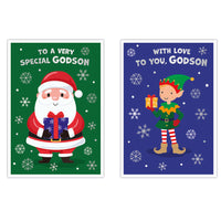 Poppyhill C50 Christmas Cards Godson 12pk - Tiger Feet Ireland