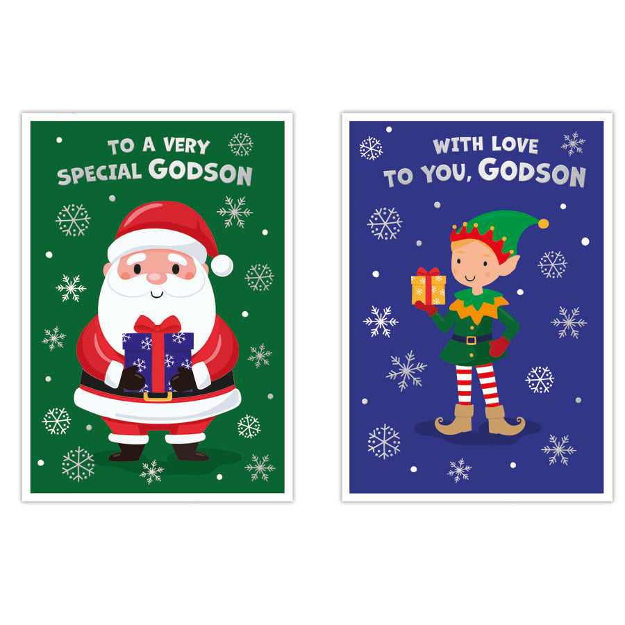 Poppyhill C50 Christmas Cards Godson 12pk - Tiger Feet Ireland