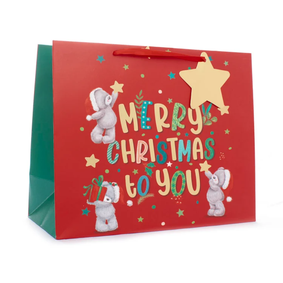 Gift Bag Bears W/Text Large Landscape 12pk