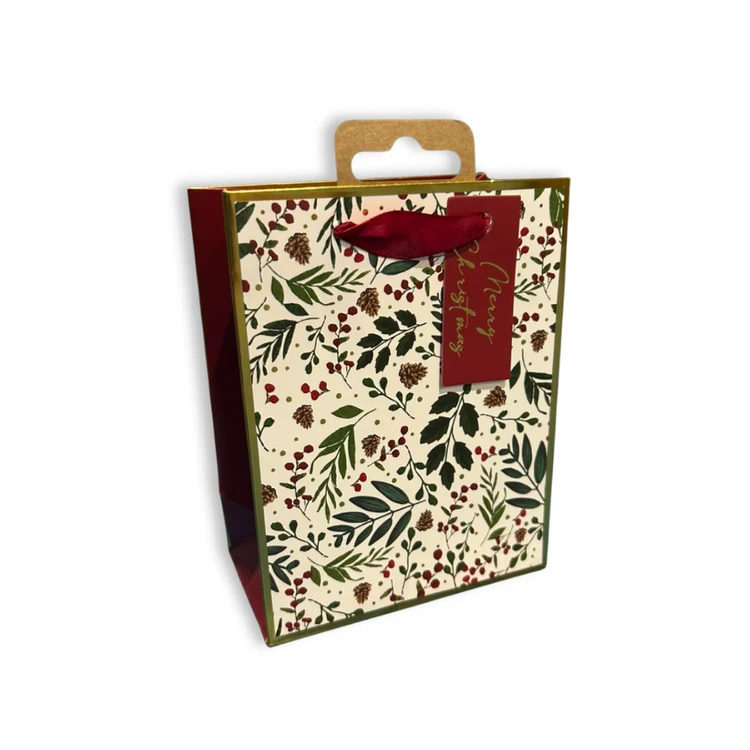 12pk Small Portrait Gift Bags Foliage