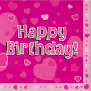 16ct Luncheon Napkins 3ply Pink Happy Birthday - Tiger Feet Ireland