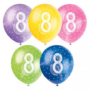 5ct Latex Balloon 12in Round Age 8 - Tiger Feet Ireland