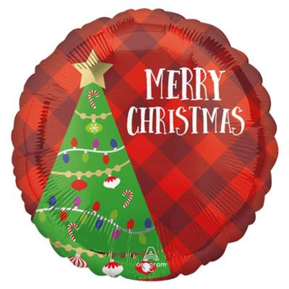 Foil Balloon 18" Round Festive Christmas Tree - Tiger Feet Ireland