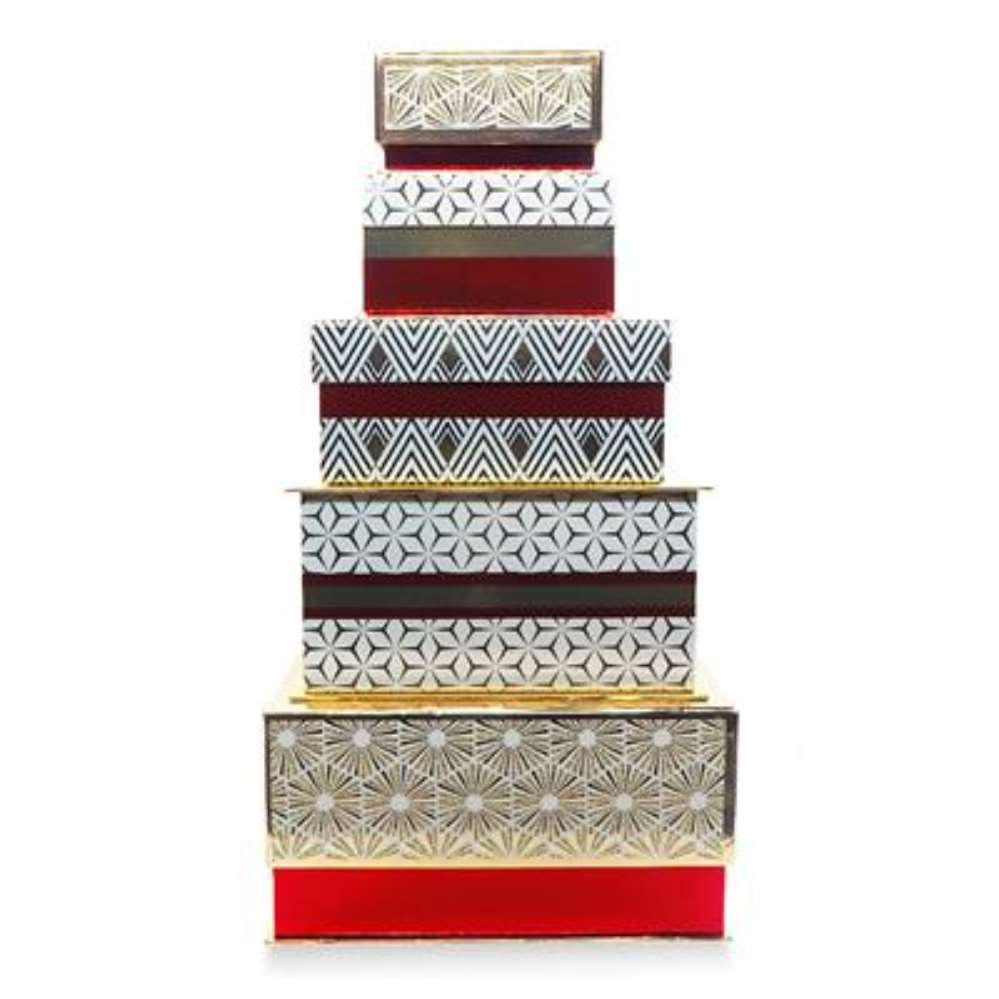 Gift Box Set Of 5 Red & Gold - Tiger Feet Ireland