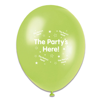 6 x 8pk Latex Balloons The Party's Here - Tiger Feet Ireland