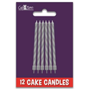6pk Cake Candles Metallic Silver - Tiger Feet Ireland