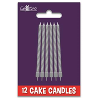6pk Cake Candles Metallic Silver - Tiger Feet Ireland