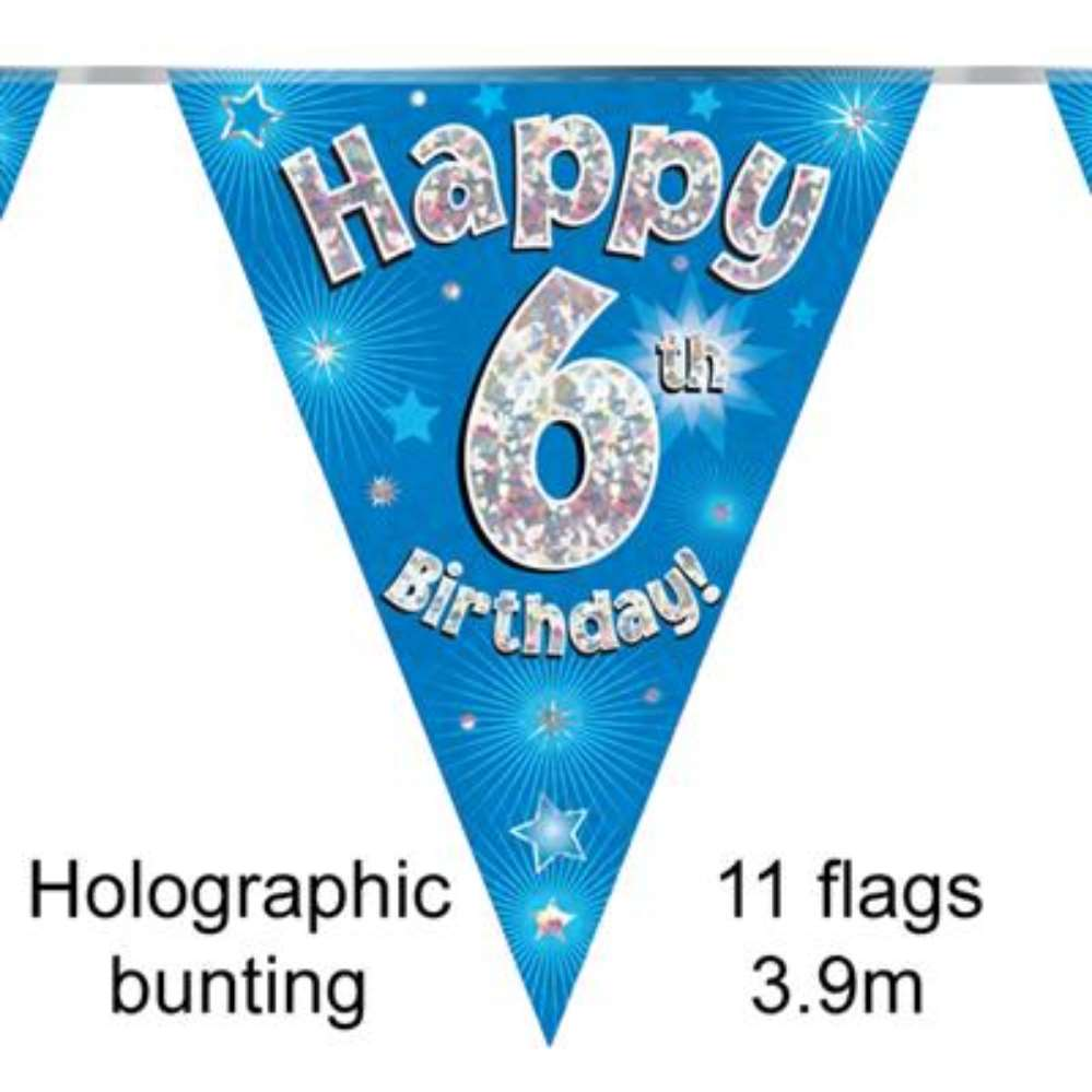 Party Bunting Happy 6th Birthday Blue - Tiger Feet Ireland