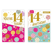 12pk Cards C50 Birthday Age 14 - Tiger Feet Ireland