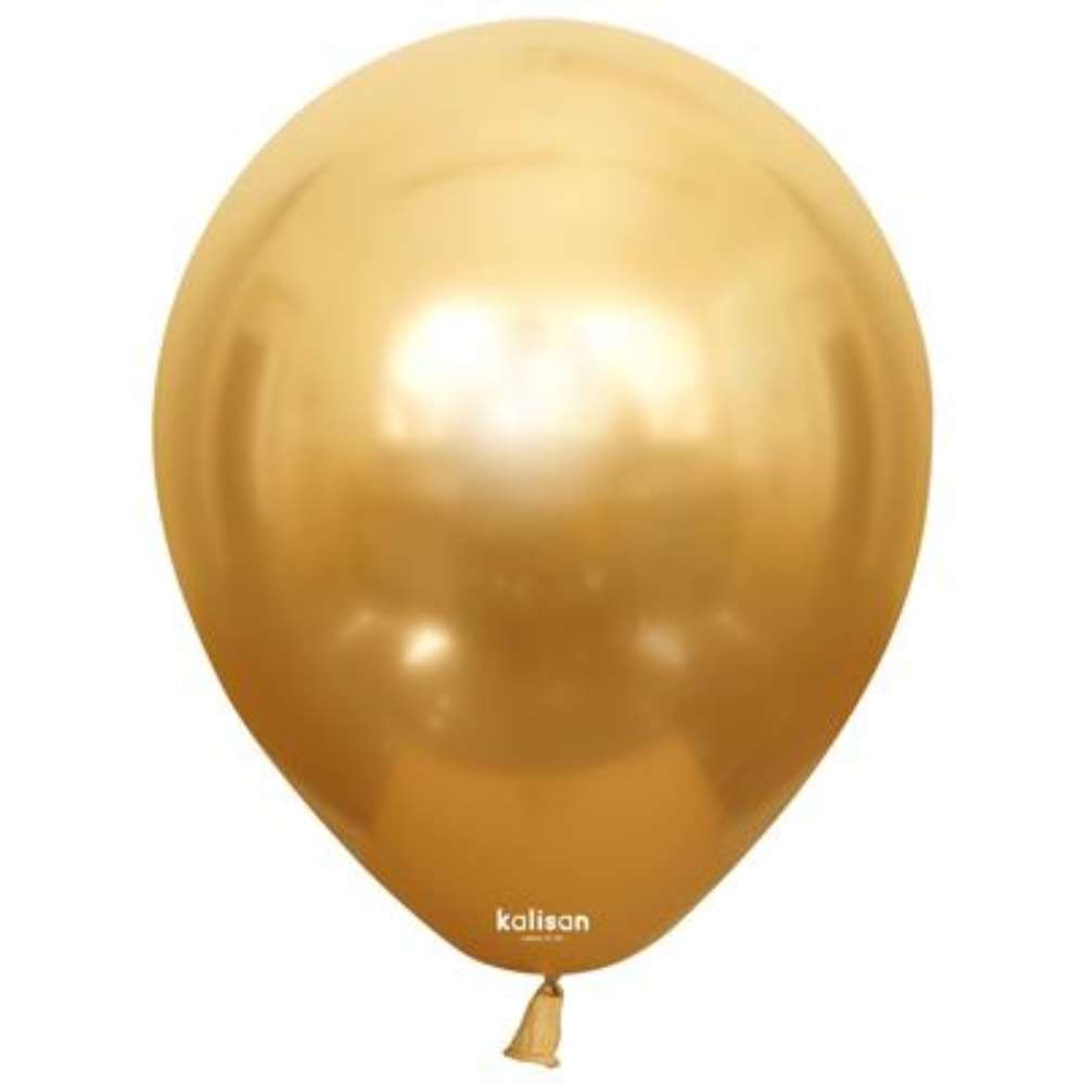 50ct Latex Balloon 12" Mirror Gold Kalisan - Tiger Feet Ireland
