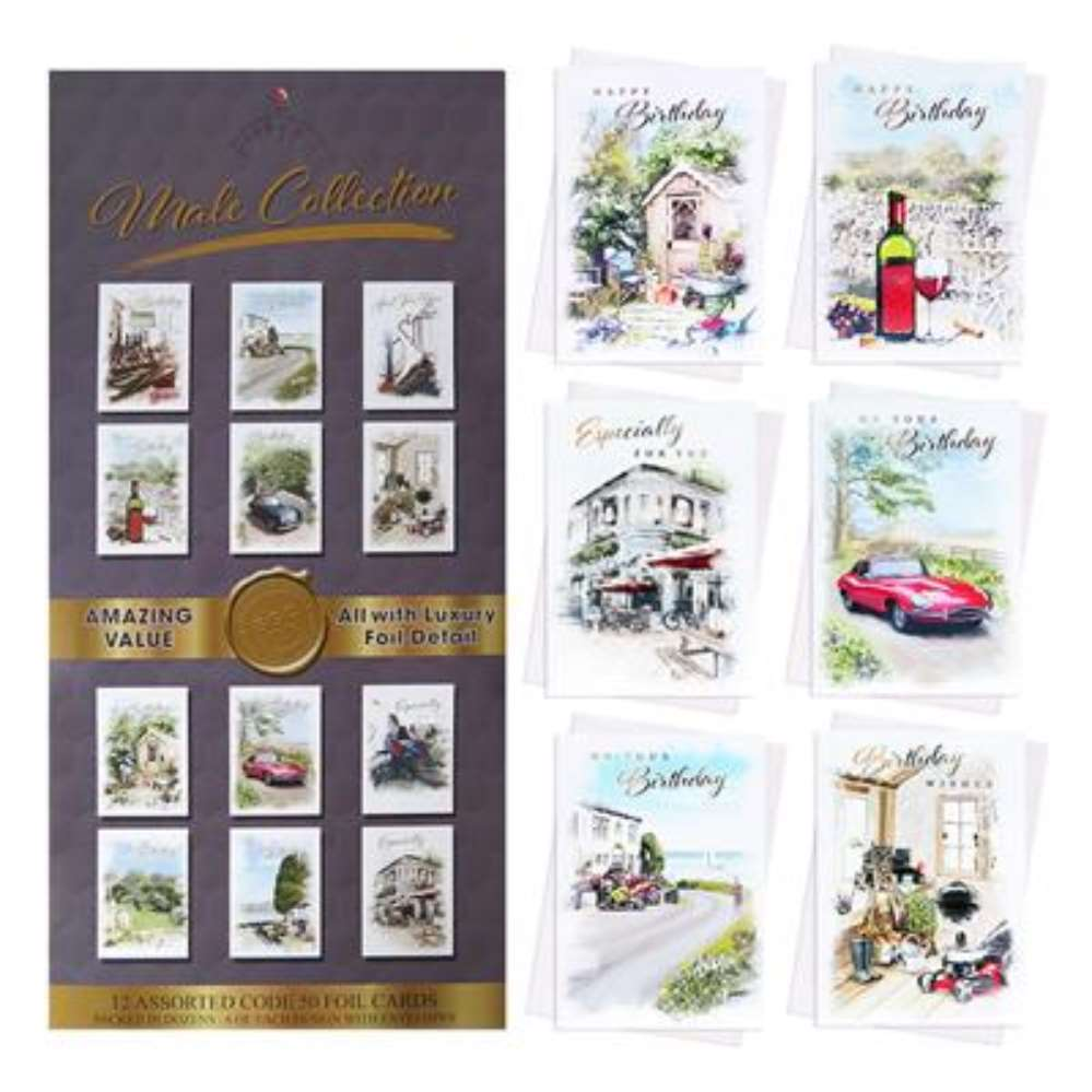 144pk (12x12) Assorted Cards C50 Male Birthday - Tiger Feet Ireland