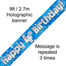 9ft Banner Happy 4th Birthday Blue - Tiger Feet Ireland
