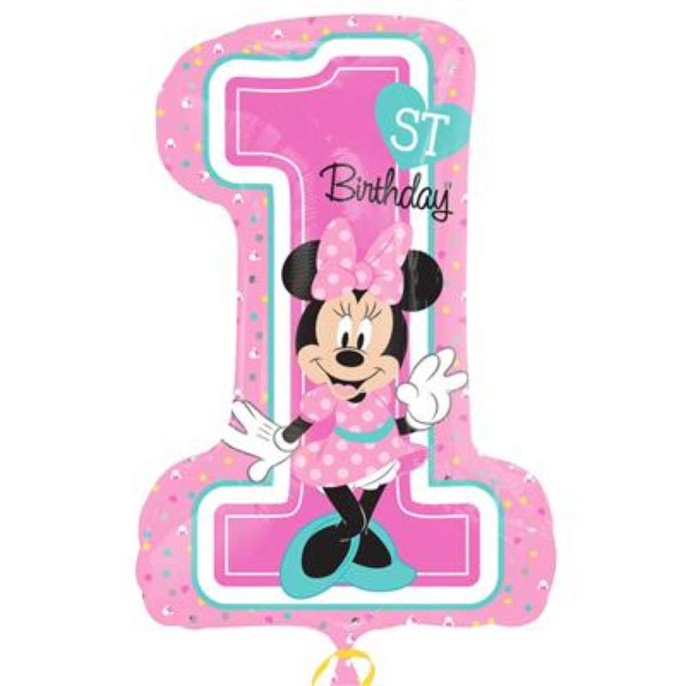 Foil Balloon Supershape Minnies 1st Birthday - Tiger Feet Ireland