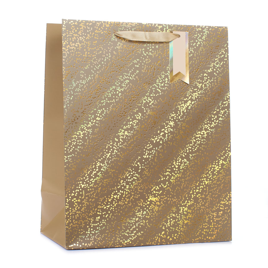 6pk Medium Portrait Gift Bags Gold Sparkle - Tiger Feet Ireland