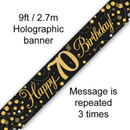 9ft Banner Sparkling 70th Bday Black & Gol - Tiger Feet Ireland