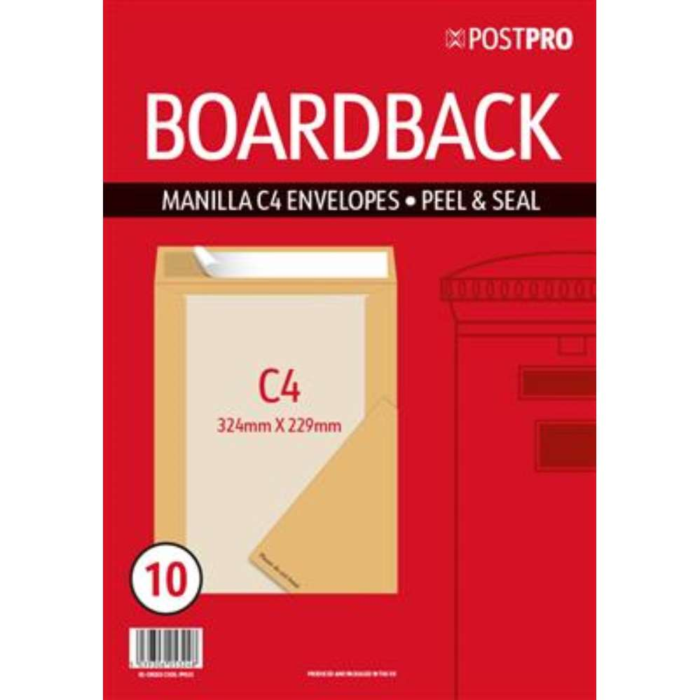 10pk Envelopes Boardback C4 229x324mm Manilla - Tiger Feet Ireland