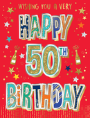 6pk Cards ED C50 Age 50 Text On Red - Tiger Feet Ireland