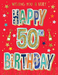 6pk Cards ED C50 Age 50 Text On Red - Tiger Feet Ireland
