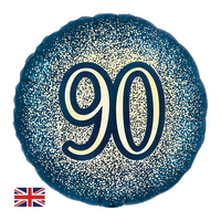 Foil Balloon 18" Round Metallic Glitter Age 90 - Tiger Feet Ireland