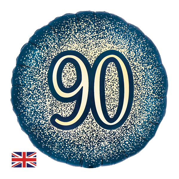 Foil Balloon 18" Round Metallic Glitter Age 90 - Tiger Feet Ireland