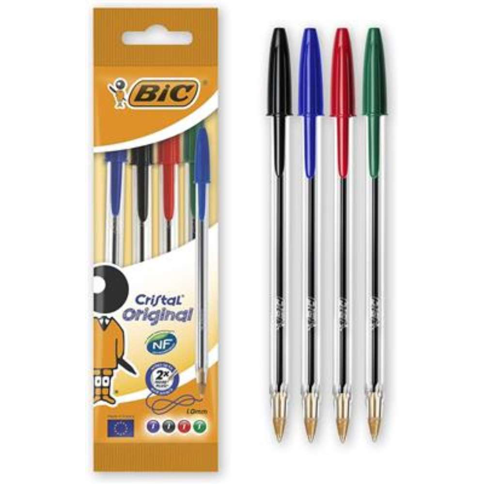 4pk BIC Cristal Pen Assorted - Tiger Feet Ireland