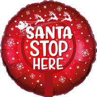 18" Foil Balloons Santa Stop Here Text - Tiger Feet Ireland
