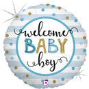 Foil Balloon 18" Round Welcome Baby Boy - Tiger Feet Ireland