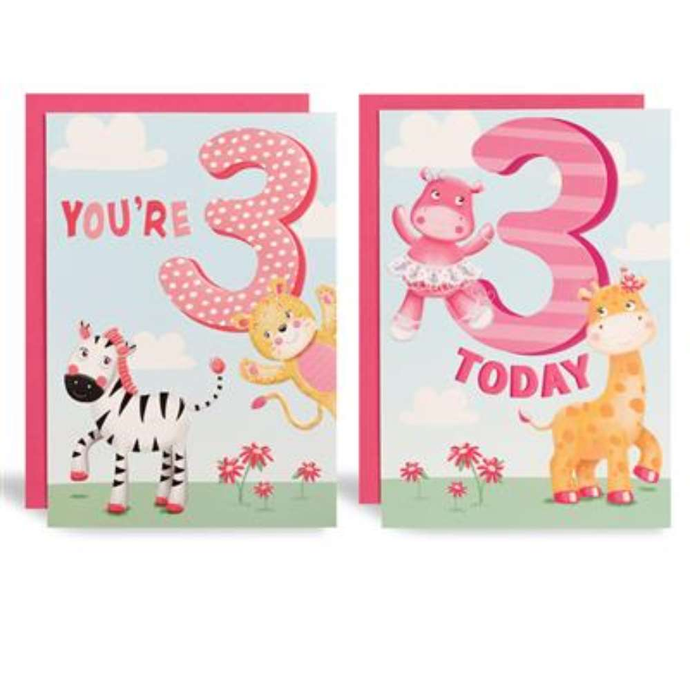12pk Cards C50 Birthday Age 3 - Tiger Feet Ireland
