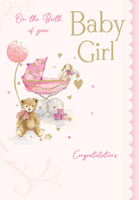 6pk Cards ED C75 Baby Girl Teddy Bear - Tiger Feet Ireland