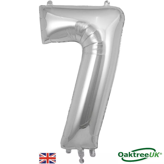 Oaktree Foil Balloon Silver 34" Number 7