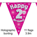 Party Bunting Happy 2nd Birthday Pink - Tiger Feet Ireland