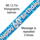 9ft Banner Happy 60th Birthday Blue - Tiger Feet Ireland