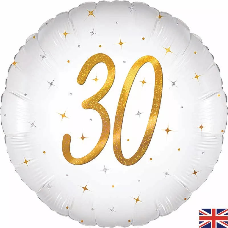 Foil Balloon 18" Sparkle White 30 Holographic - Tiger Feet Ireland