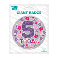 6pk Big Badges Birthday Age 5 - Tiger Feet Ireland