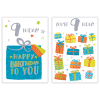 12pk Cards C50 Birthday Age 9 - Tiger Feet Ireland