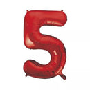 Foil Balloon 34" Big Numbers Red - Tiger Feet Ireland