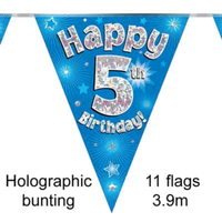 Party Bunting Happy 5th Birthday Blue - Tiger Feet Ireland