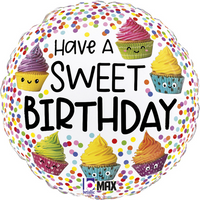 Foil Balloon 18" Round Cute Cupcakes Birthday - Tiger Feet Ireland