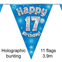 Party Bunting Happy 17th Birthday Blue - Tiger Feet Ireland