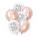 6ct Latex Balloon 12in Rose Gold Number 60 - Tiger Feet Ireland