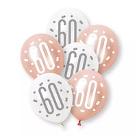 6ct Latex Balloon 12in Rose Gold Number 60 - Tiger Feet Ireland