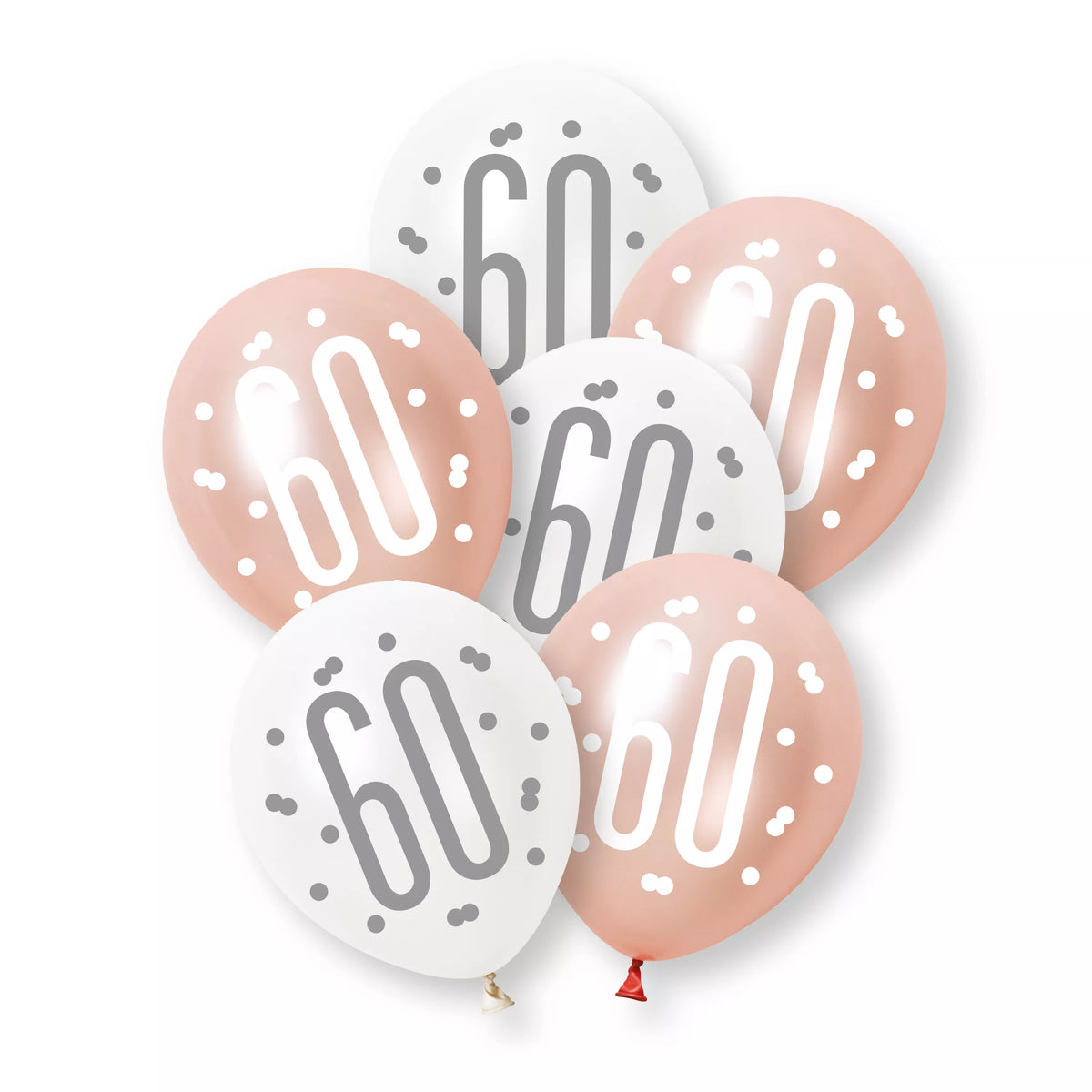 6ct Latex Balloon 12in Rose Gold Number 60 - Tiger Feet Ireland