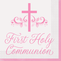16pk Napkin Lunch Holy Cross Communion Pink - Tiger Feet Ireland