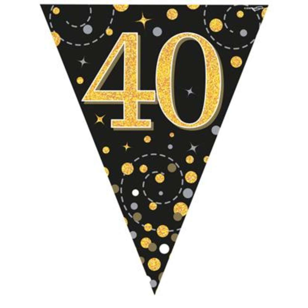 Party Bunting Sparkling 40 Black & Gold - Tiger Feet Ireland