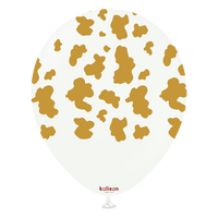 25ct Latex Balloon 12" Safari Cow White & Gold - Tiger Feet Ireland