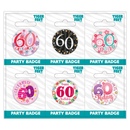 6pk Small Badges Birthday Age 60 - Tiger Feet Ireland